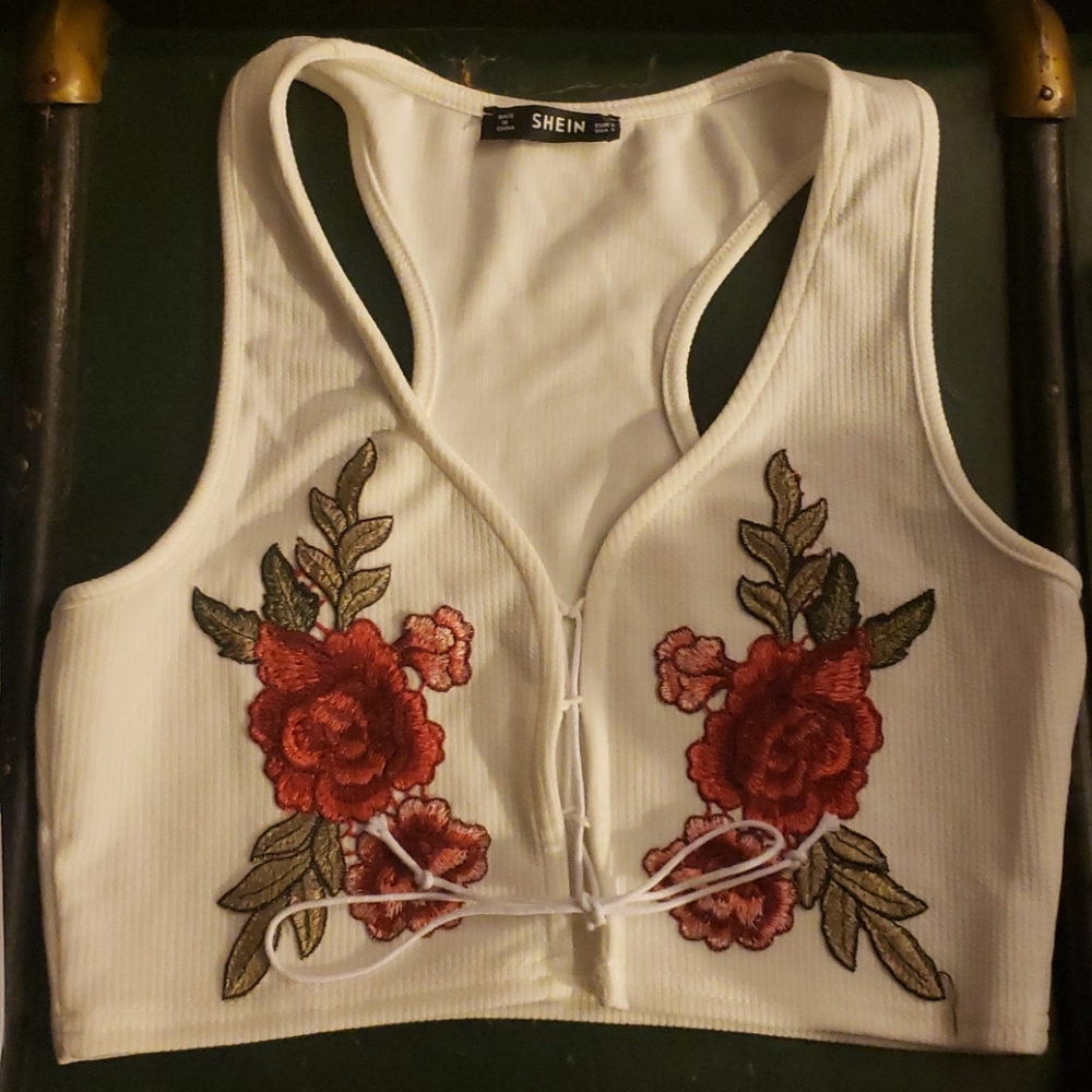 Embroidered crop top